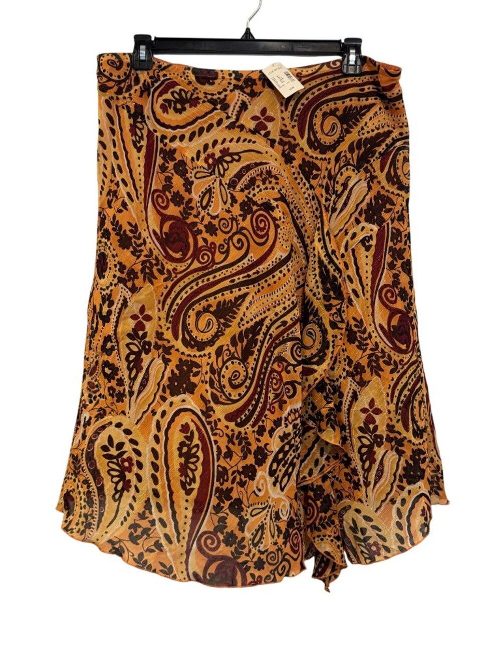 Lane Bryant Womens Paisley Orange Wrap Skirt Size 18/20 Lightweight Polyester Bl